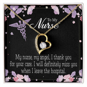 Angel Nurse Necklace W Forever Love CZ Heart Necklace White Gold Luxury Box